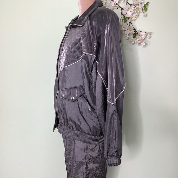 Vintage Active Frontier Metallic Silver Windbreaker Jacket & Pants Matching Set - Picture 6 of 16